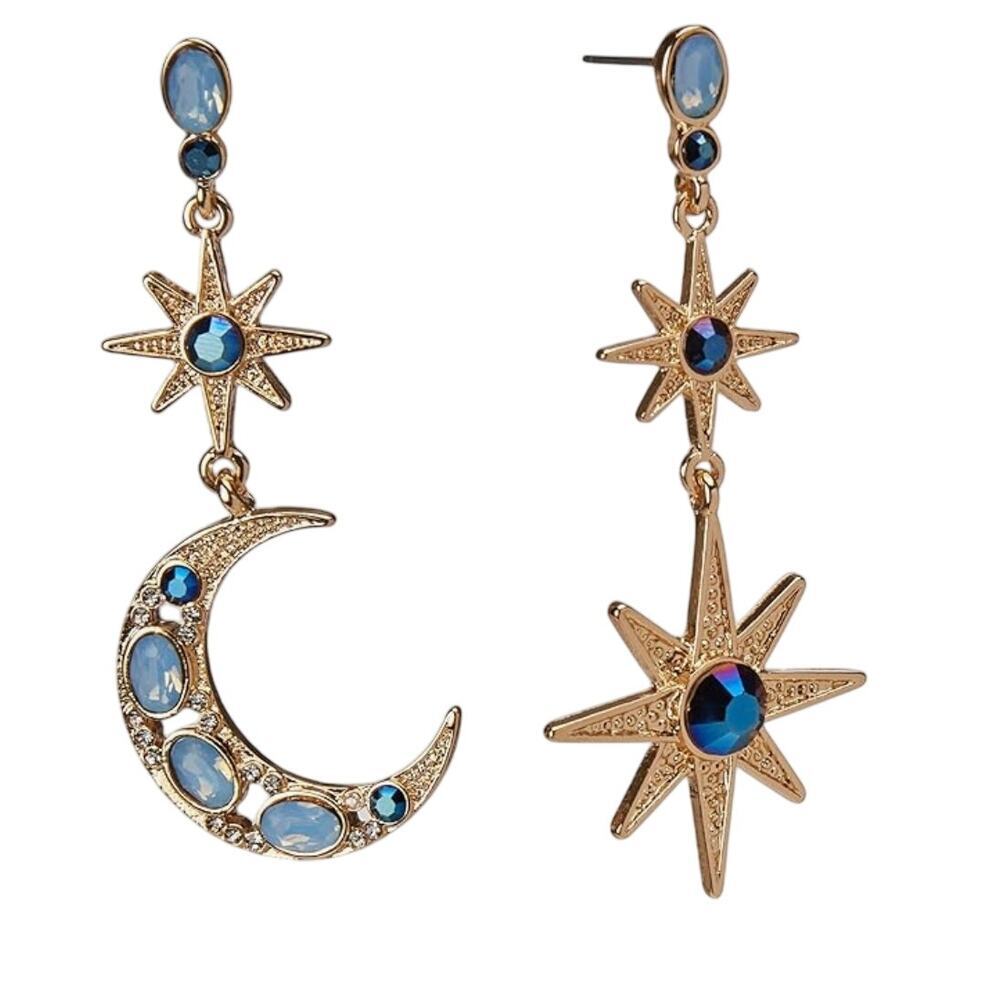Betsey Johnson Celestial Earrings – Moon & Star Drop Dangles